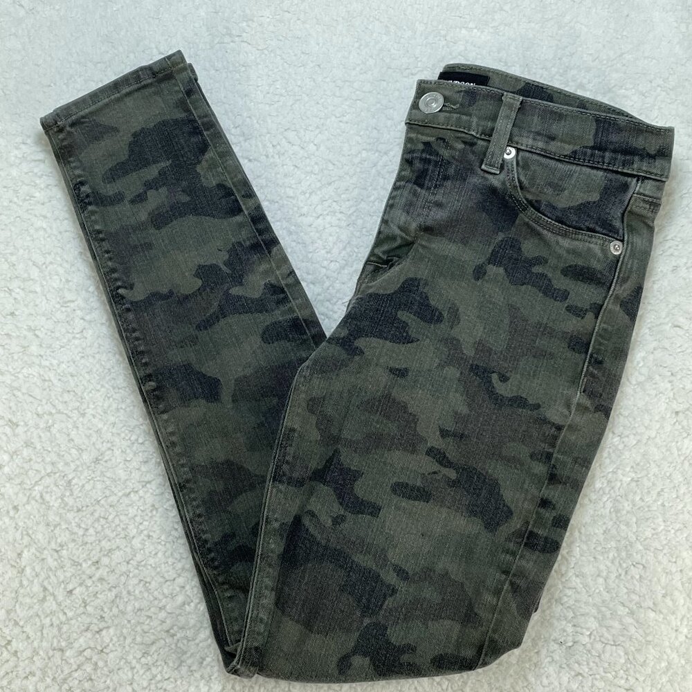 Hudson Jeans Womens Sz 27 Green Camo Nico Super Skinny Ankle Mid Rise 28x27